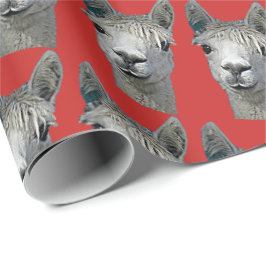 Alpaca op rood papier