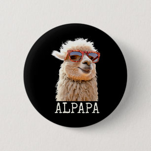 Alpaca Papa Alpapa Lama Daddy Schattige Alpaca Dad Ronde Button 5,7 Cm