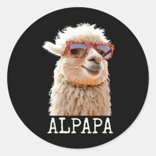 Alpaca Papa Alpapa Lama Daddy Schattige Alpaca Dad Ronde Sticker