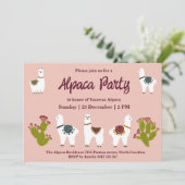 Alpaca Party Cactus Pink Birthday Kaart (Staand voorkant)