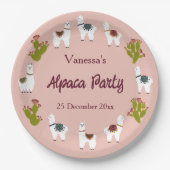 Alpaca Party Cactus Pink Birthday Papieren Bordje (Voorkant)