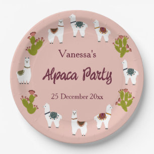 Alpaca Party Cactus Pink Birthday Papieren Bordje