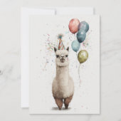 Alpaca Party Pet and Balloons Flat Wenskaart Bedankkaart (Voorkant)