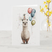 Alpaca Party Pet en Ballonnen Wenskaart Kaart (Gele Bloem)