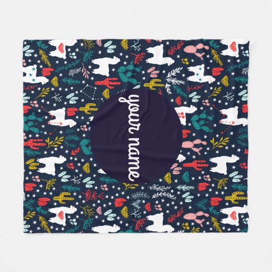 Alpaca Personalized Blanket Fleece Deken (Voorkant (Horizontaal))