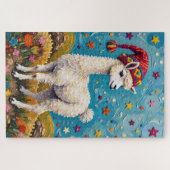 Alpaca Peruaanse Kerst Kwast Muts Legpuzzel (Horizontaal)