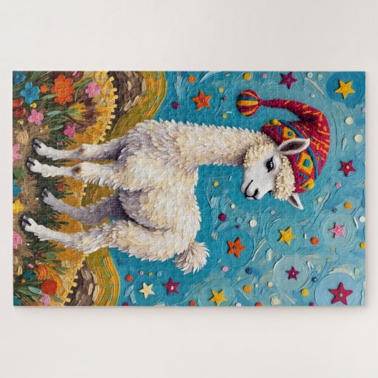 Alpaca Peruvian Christmas Tassel Hat Legpuzzel (Horizontaal)