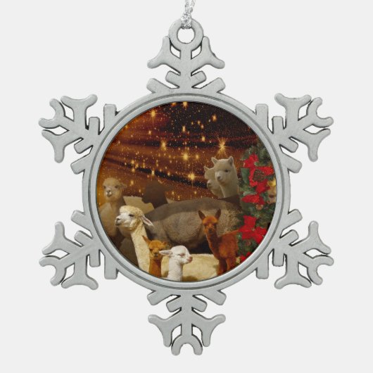 Alpaca Pewter Snowflake Ornament (Voorkant)