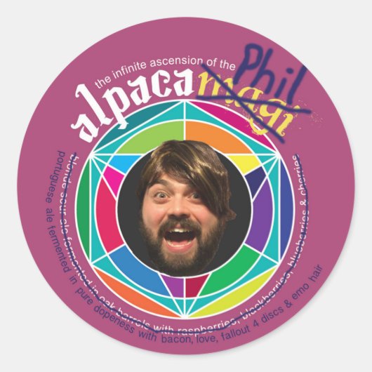Alpaca Phil Stickers! Ronde Sticker (Voorkant)