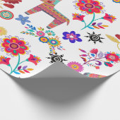 Alpaca Pinata en Flowers Wrapping Paper Cadeaupapier (Hoek)