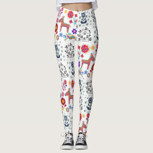 Alpaca Pinata met blauw huis en bloemen Leggings
