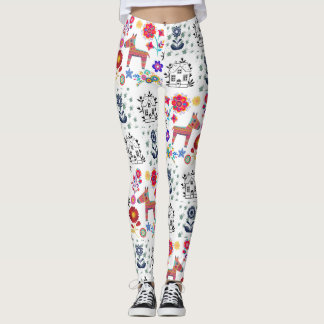 Alpaca Pinata met blauw huis en bloemen Leggings