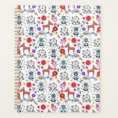 Alpaca Pinata met blauw huis en bloemen Planner (Voorkant)