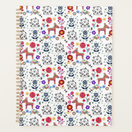 Alpaca Pinata met blauw huis en bloemen Planner (Voorkant)