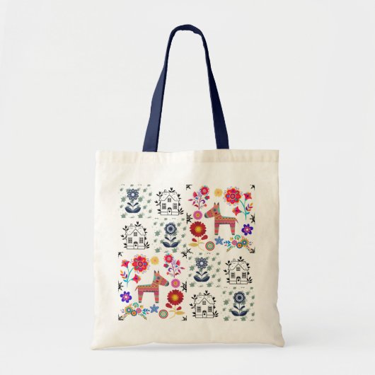 Alpaca Pinata With Blue House and Flowers Budget  Tote Bag (Voorkant)