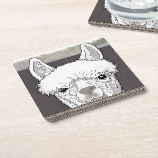 Alpaca Portrait Kartonnen Onderzetters (Schuin)