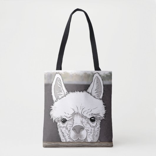 Alpaca Portrait Tote Bag (Voorkant)