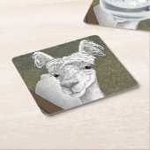 Alpaca Portret 2 Kartonnen Onderzetters (Schuin)