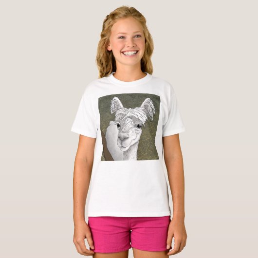 Alpaca Portret 2 T-shirt (Voorkant volledig)