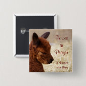 Alpaca Prayer Pin Vierkante Button 5,1 Cm (Voorkant /achterkant)