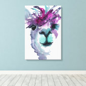 Alpaca Print op canvas. Het perfecte cadeau van Al (Insitu (Houten vloer))