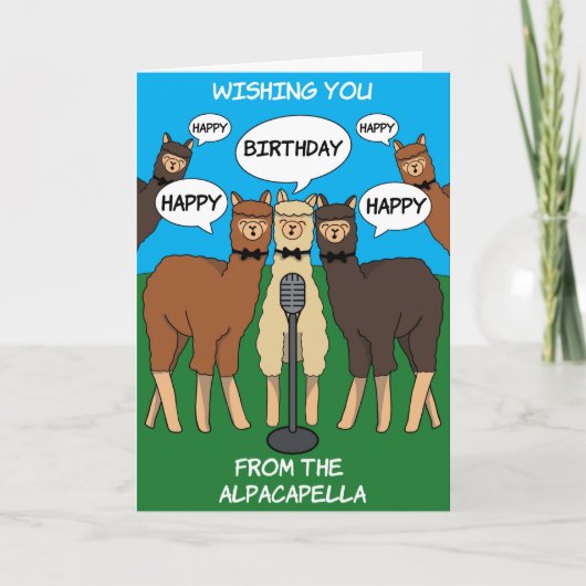 Alpaca Pun Alpacapella Happy Birthday Card Kaart (Voorkant)