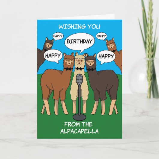 Alpaca Pun Alpacapella Happy Birthday Card Kaart (Voorkant)