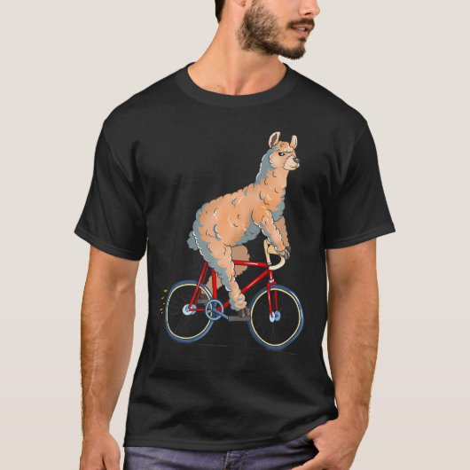 Alpaca Riding Bicycle Cute Biker Cyclist T-shirt (Voorkant)
