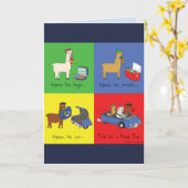 Alpaca Roadtrip Wenskaart Kaart (Gele Bloem)