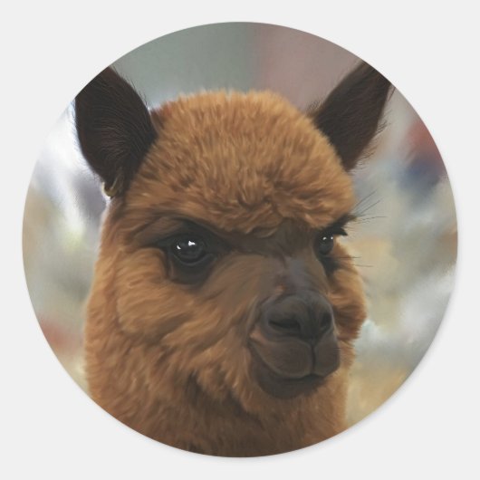 Alpaca Ronde Sticker (Voorkant)