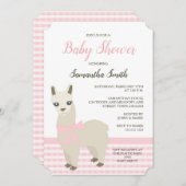 Alpaca Roze Baby shower Uitnodiging (Voorkant / Achterkant)