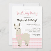 Alpaca Roze Verjaardag Uitnodiging (Voorkant)