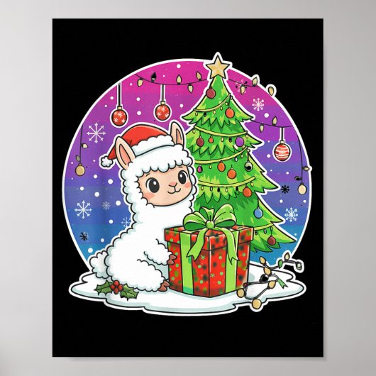 Alpaca Santa Hat Xmas Alpaca Lover Adults Boy Girl Poster (Voorkant)