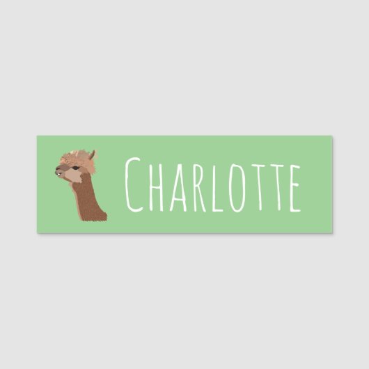 Alpaca Schattig Dier Naamplaatje (Voorkant)