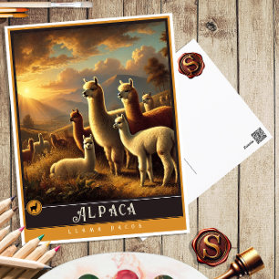 Alpaca   Schattige familie  Briefkaart