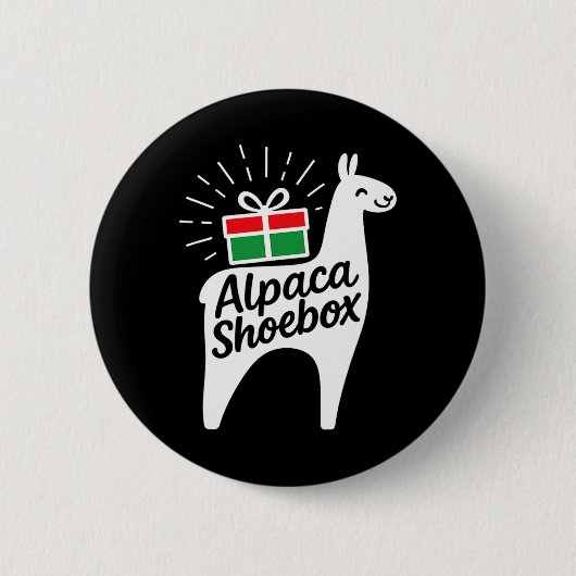 Alpaca schoenendoos kerstkind geven ronde button 5,7 cm (Voorkant)