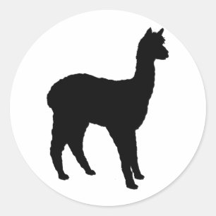 Alpaca Silhouet Ronde Sticker