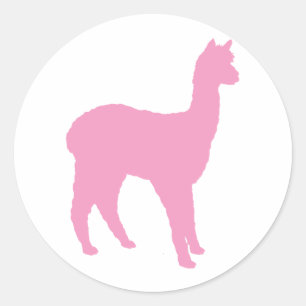 Alpaca Silhouette (roze) Ronde Sticker