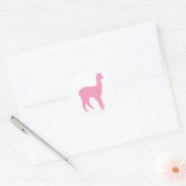 Alpaca Silhouette (roze) Ronde Sticker (Envelop)