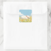 alpaca slaapweide vierkante sticker (Tas)