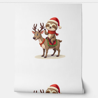Alpaca Sloth Christmas (1) Behang