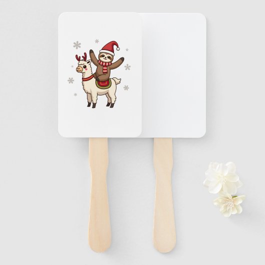 Alpaca Sloth Christmas (1) Handwaaier (Voorkant en achterkant)