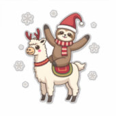 Alpaca Sloth Christmas (1) Sticker (Voorkant)