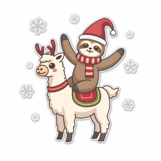 Alpaca Sloth Christmas (1) Sticker (Voorkant)