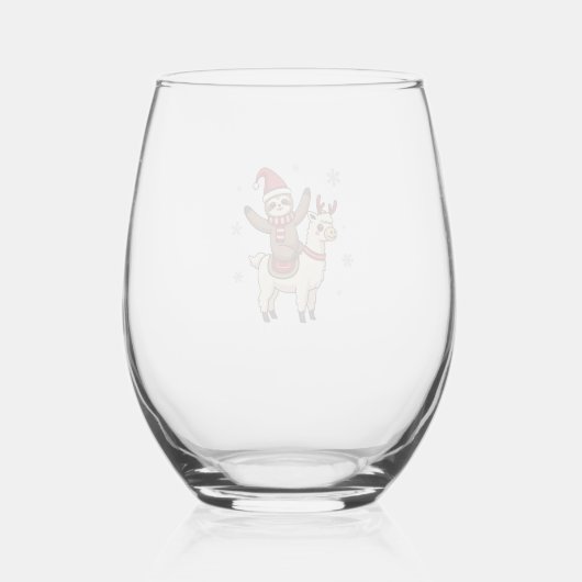 Alpaca Sloth Christmas (1) Wijnglas Zonder Voet (Achterkant)