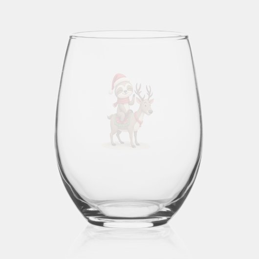 Alpaca Sloth Christmas (1) Wijnglas Zonder Voet (Achterkant)