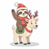 Alpaca Sloth Christmas (2) Sticker (Voorkant)