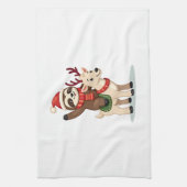 Alpaca Sloth Christmas (2) Theedoek (Verticaal)