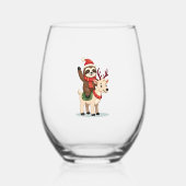 Alpaca Sloth Christmas (2) Wijnglas Zonder Voet (Voorkant)