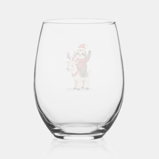 Alpaca Sloth Christmas (2) Wijnglas Zonder Voet (Achterkant)